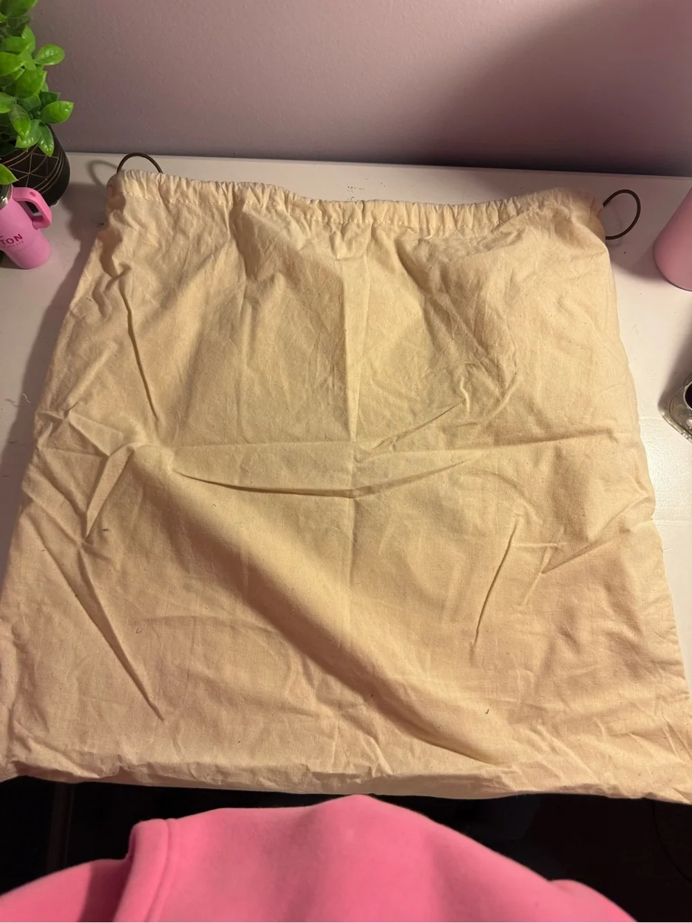 Michael Kors Cream Cotton Dust Bag with Brown MK Logo